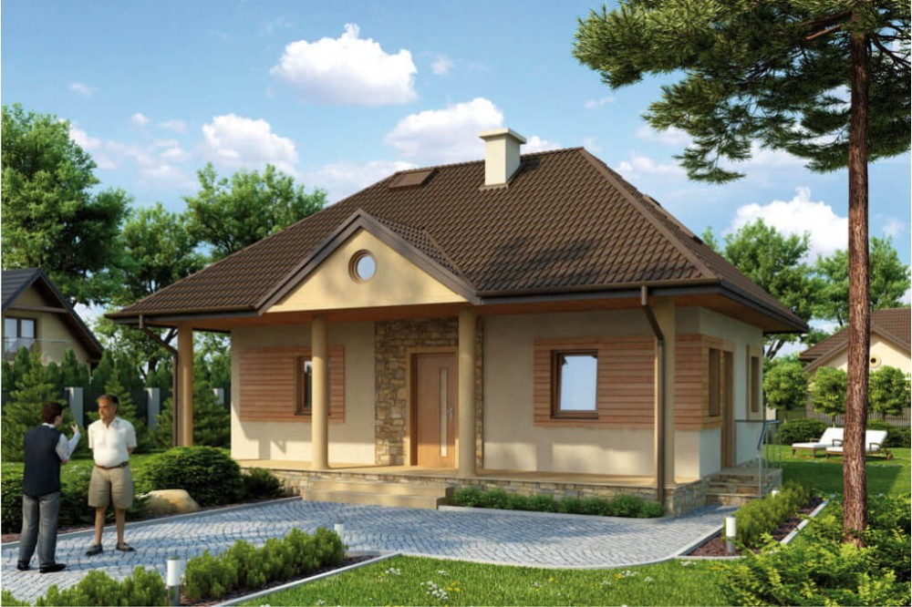 Projekt domu Jagodnik 2 tech. L-6233 tech., parterowy z poddaszem użytkowym, bez podpiwniczenia i bez garażu - kolorystyka wersja 4