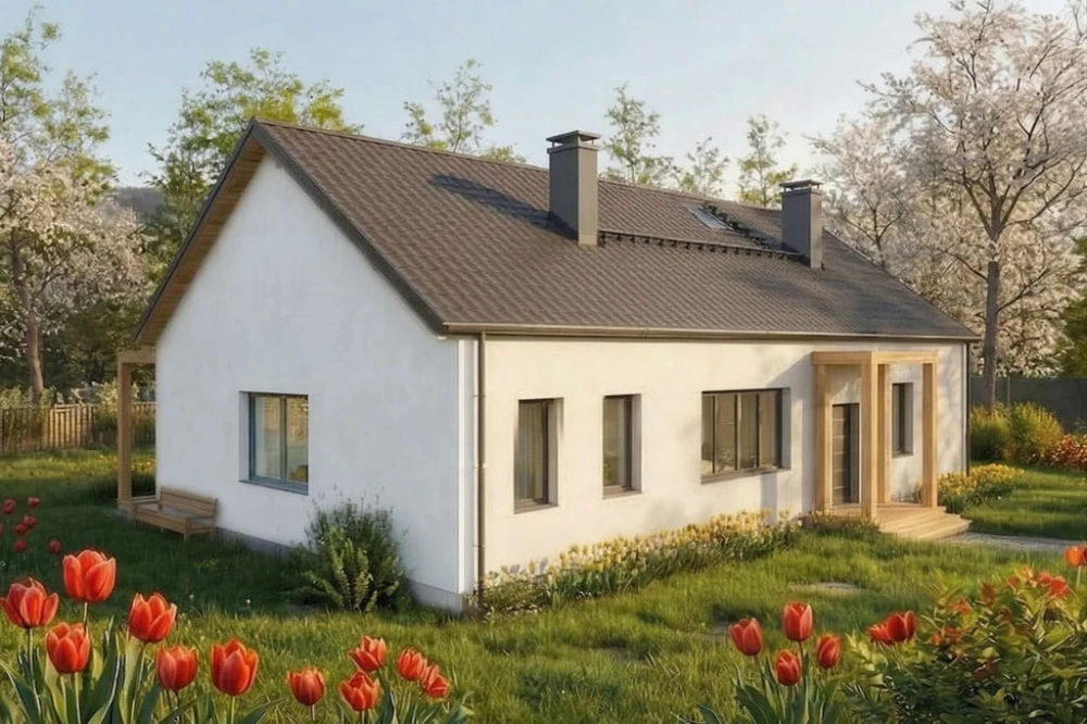 Projekt domu Safax tech. DM-6833 tech.,  parterowy, niepodpiwniczony, bez garażu - wizualizacja elewacji lewej