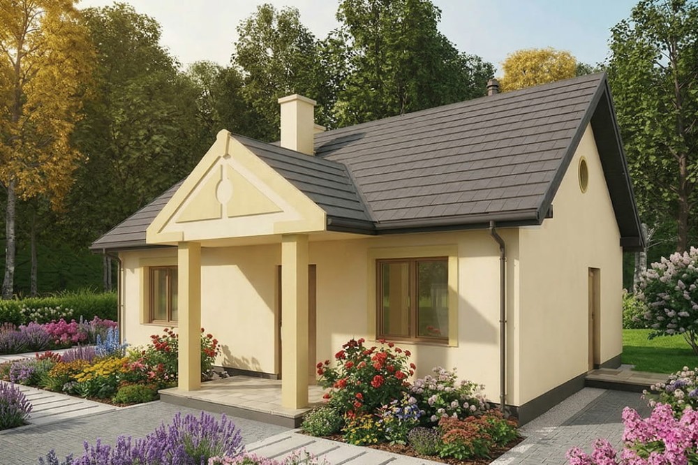 Projekt domu Olonia DM-6871, parterowy, niepodpiwniczony, bez garażu - wizualizacja elewacji