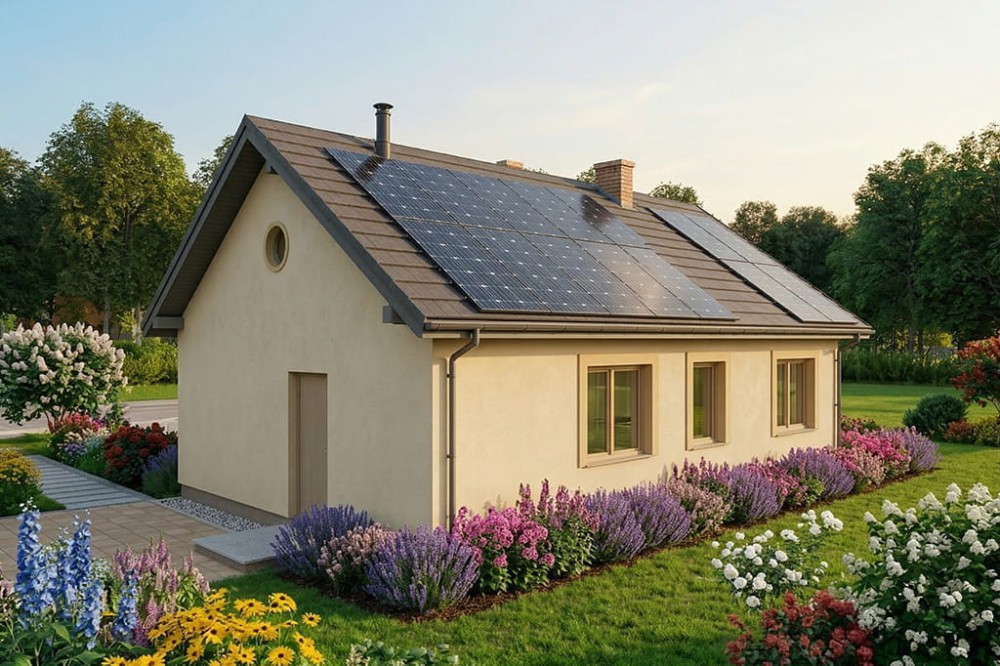 Projekt domu Olonia DM-6871, parterowy, niepodpiwniczony, bez garażu - wizualizacja elewacji