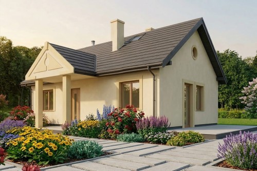 Projekt domu Olonia 2 L-6871, parterowy, niepodpiwniczony, bez garażu - wizualizacja elewacji