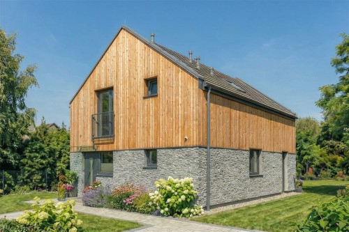 Projekt domu Portus 2 L-6900, parterowy z poddaszem użytkowym, bez piwnicy - wizualizacja elewacji