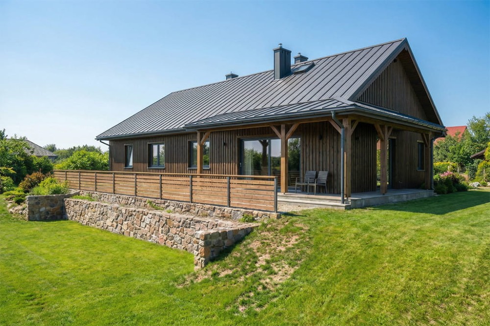 Projekt domu Arveni 2 L-6899, parterowy, podpiwniczony, bez garażu - wizualizacja elewacji