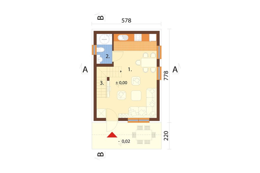 Projekt domu Zenna S DM-6818 S, sezonowy, parterowy z użytkowym poddaszem, niepodpiwniczony - rzut parteru
