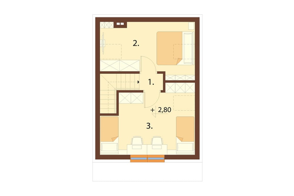 Projekt domu Zenna S DM-6818 S, sezonowy, parterowy z użytkowym poddaszem, niepodpiwniczony - rzut poddasza