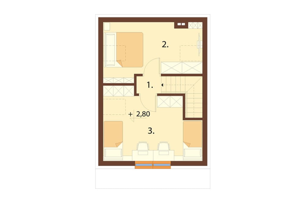 Projekt domu Zenna S 2 L-6818 S, sezonowy, parterowy z użytkowym poddaszem, niepodpiwniczony - rzut poddasza