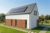 Projekt domu Dianinu 2 tech. L-6850 tech., parterowy z antresolą, niepodpiwniczony, z wiatą garażową – wizualizacja elewacji ogrodowej