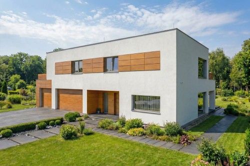 Projekt domu Celsa 2 L-6857, piętrowy, niepodpiwniczony, z 2 garażami – wizualizacja elewacji