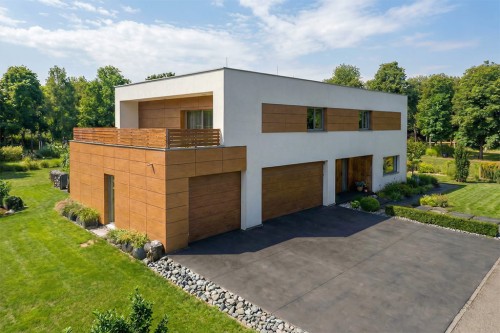 Projekt domu Celsa 2 L-6857, piętrowy, niepodpiwniczony, z 2 garażami – wizualizacja elewacji