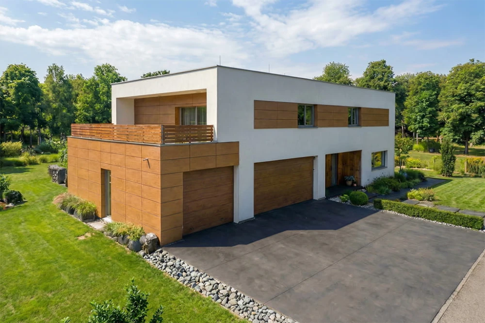 Projekt domu Celsa 2 L-6857, piętrowy, niepodpiwniczony, z 2 garażami – wizualizacja elewacji