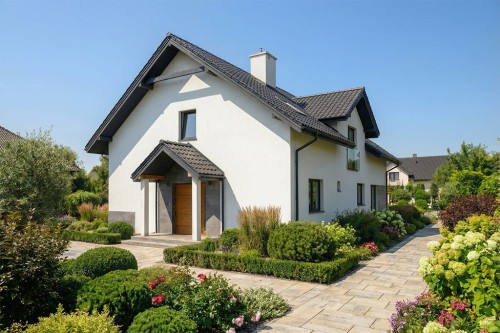 Projekt domu Bonum DM-6870, parterowy z poddaszem użytkowym, niepodpiwniczony, bez garażu – wizualizacja elewacji