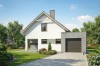 Projekt domu Milin S DM-6640 S, parterowy z poddaszem użytkowym, garażem jednostanowiskowym, niepodpiwniczony - wizualizacja elewacji