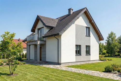 Projekt domu Borówkowice S DM-6539 S, parterowy z użytkowym poddaszem, niepodpiwniczony - wizualizacja elewacji