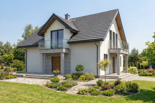 Projekt domu Borówkowice S 2 L-6539 S, parterowy z użytkowym poddaszem, niepodpiwniczony - wizualizacja elewacji