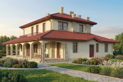 Projekt domu Cimonega Due L-6452, parterowy z garażem dwustanowiskowym, poddaszem mieszkalnym, bez podpiwniczenia - wizualizacja elewacji