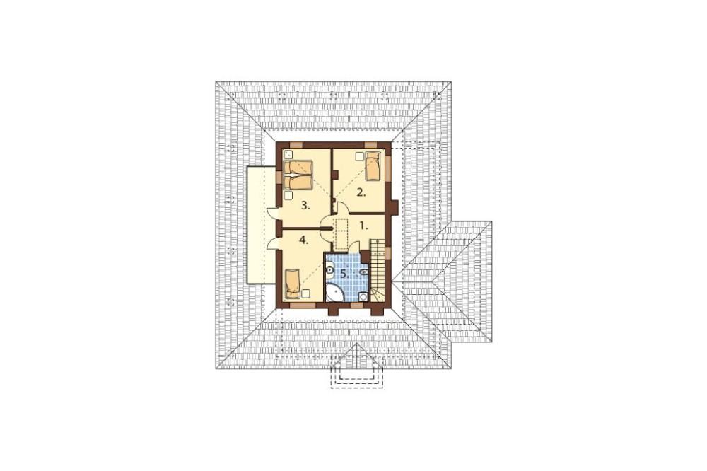 Projekt domu Cimonega Due L-6452, parterowy z garażem dwustanowiskowym, poddaszem mieszkalnym, bez podpiwniczenia - rzut poddasza