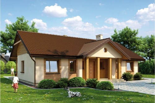 Projekt domu Wiśnicz 2 tech. L-6292 tech., parterowy, niepodpiwniczony, bez garażu - kolorystyka wersja 2