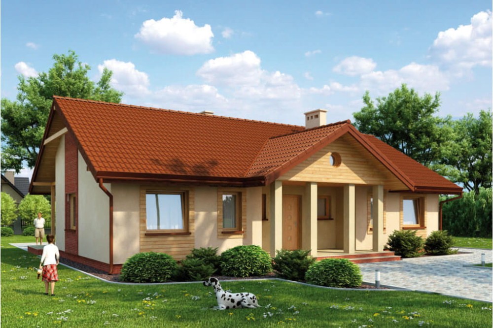 Projekt domu Wiśnicz 2 tech. L-6292 tech., parterowy, niepodpiwniczony, bez garażu - kolorystyka wersja 4