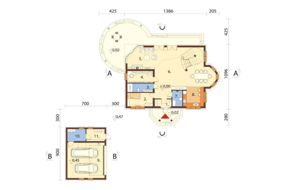 Projekt domu Kosacice DM-6587, dom parterowy z poddaszem mieszkalnym, niepodpiwniczony - rzut parteru