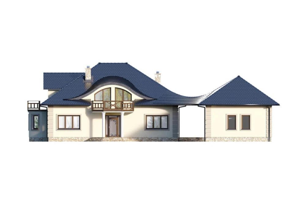 Projekt domu Kosacice 2 L-6587, dom parterowy z poddaszem mieszkalnym, niepodpiwniczony - wizualizacja elewacji frontowej