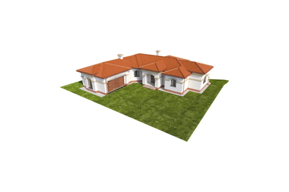 Projekt domu Hortensjów 2 L-6595, dom parterowy z częściowym podpiwniczeniem i garażem dwustanowiskowym - model