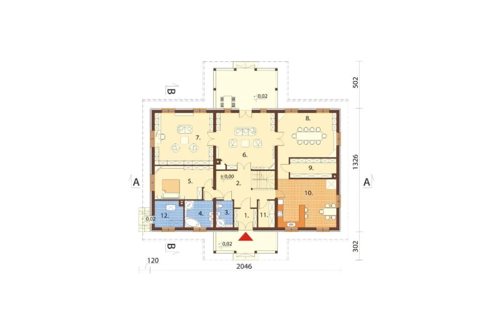 Projekt domu Mirt DM-6601, dom parterowy z poddaszem mieszkalnym, niepodpiwniczony - rzut parteru