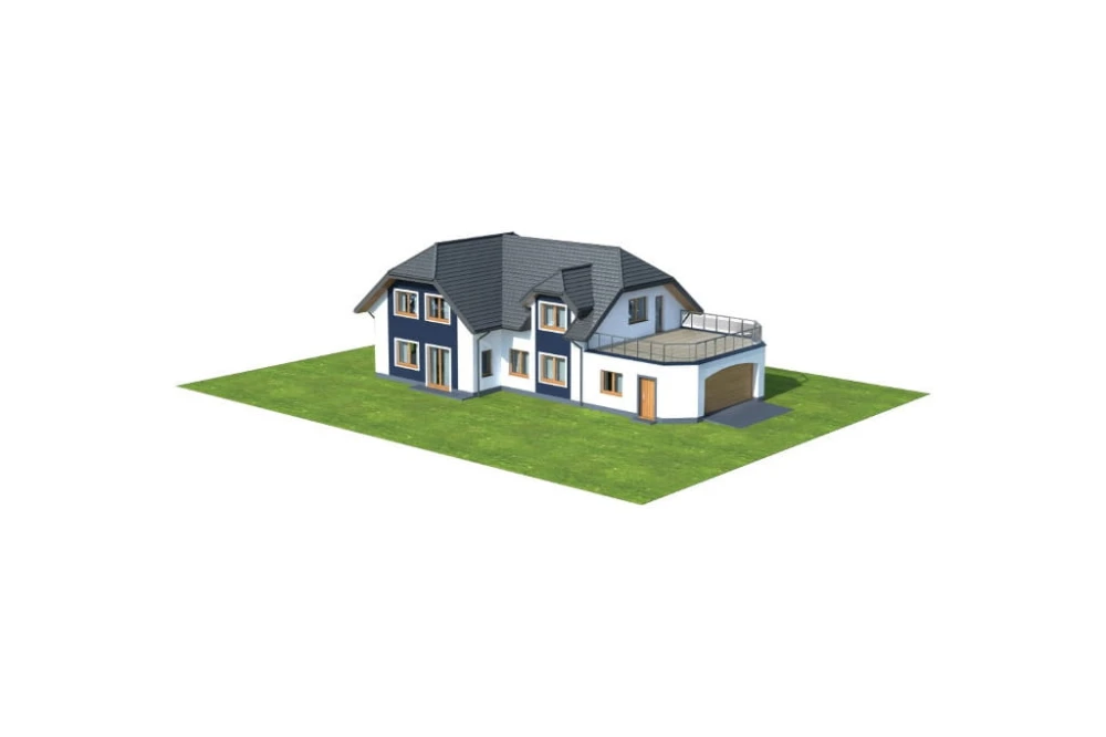 Projekt domu Oczar 2 L-6608, dom parterowy z poddaszem mieszkalnym, niepodpiwniczony, z garażem dwustanowiskowym - model