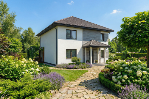 Projekt domu Victrix DM-6848, piętrowy, bez garażu, bez podpiwniczenia - wizualizacja elewacji frontowej