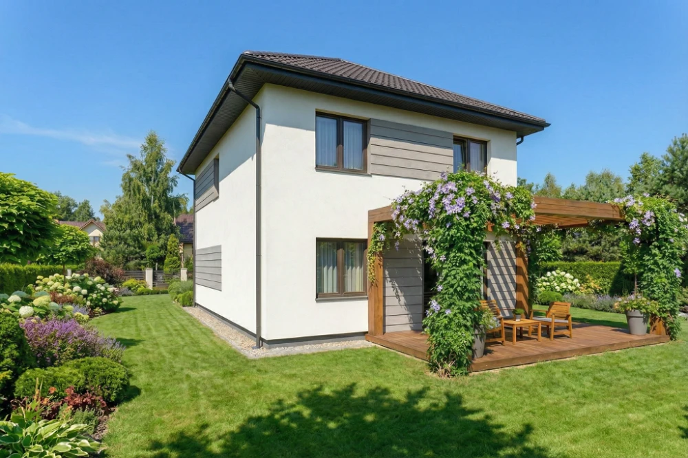 Projekt domu Victrix DM-6848, piętrowy, bez garażu, bez podpiwniczenia - wizualizacja elewacji prawej