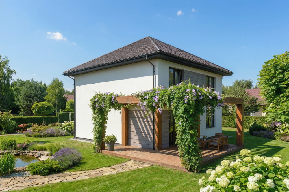 Projekt domu Victrix 2 L-6848, piętrowy, bez garażu, bez podpiwniczenia - wizualizacja elewacji prawej