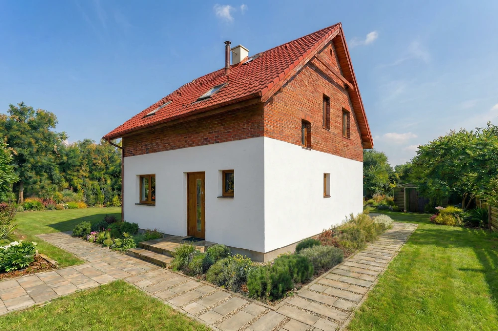 Projekt domu Trimon tech. DM-6881 tech., parterowy z poddaszem użytkowym, bez garażu, bez podpiwniczenia - wizualizacja elewacji prawej
