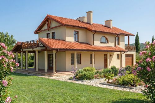 Projekt domu Civetta DM-6468, piętrowy, z garażem, bez podpiwniczenia - wizualizacja elewacji frontowej ujęcie 2