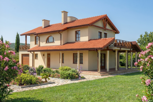 Projekt domu Civetta Due L-6468, piętrowy, z garażem, bez podpiwniczenia - wizualizacja elewacji frontowej ujęcie 2