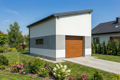 Projekt budynku garażowego ZG-111 H - wizualizacja elewacji lewej