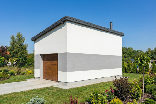 Projekt budynku garażowego ZG-111 H - wizualizacja elewacji frontowej