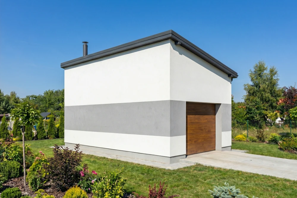 Projekt budynku garażowego LZG-111 H - wizualizacja elewacji frontowej