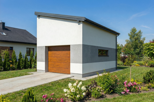 Projekt budynku garażowego LZG-111 H - wizualizacja elewacji prawej