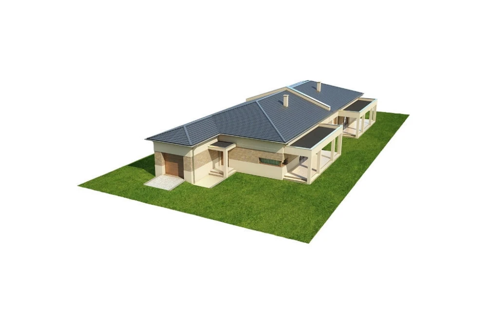 Projekt domu Czartawa DM-6526, blizniak bez podpiwniczenia, z garażem jednostanowiskowym - model