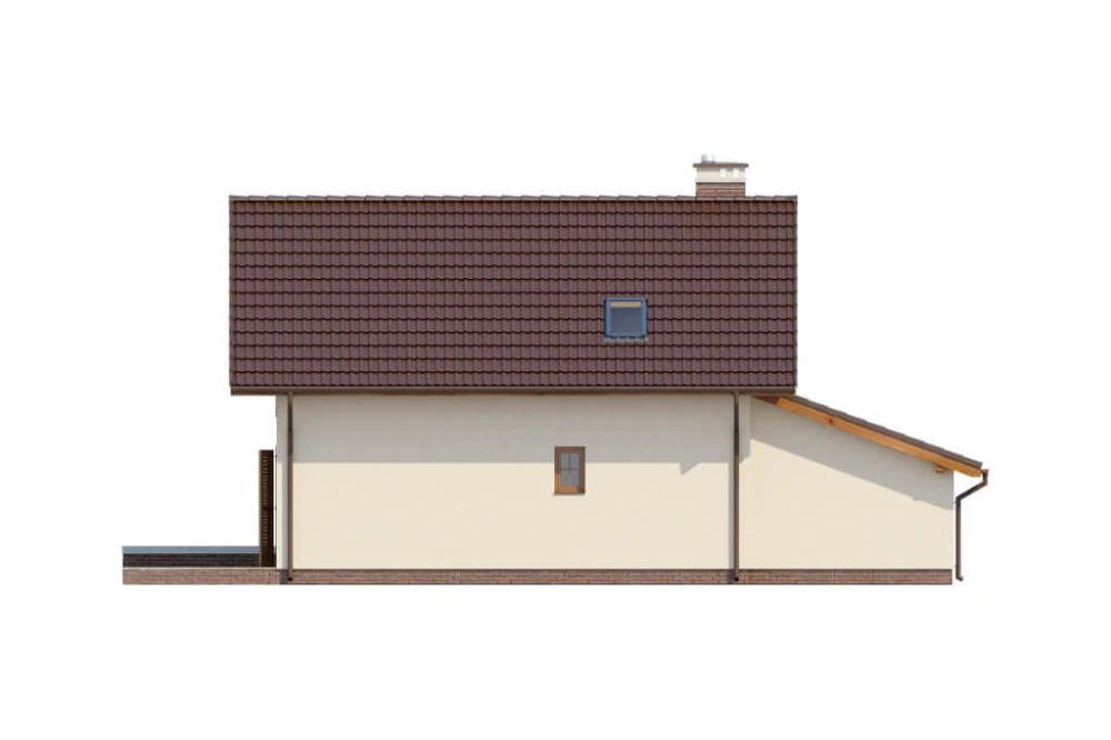 Projekt domu Nerina DM-6527, parterowy z poddaszem mieszkalnym, częściowo podpiwniczony - wizualizacja elewacji ogrodowej