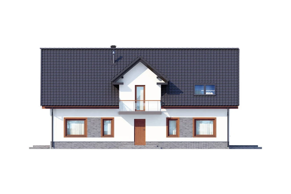 Projekt domu Makowo DM-6531, parterowy z poddaszem, bez garażu, niepodpiwniczony - wizualizacja elewacji frontowej