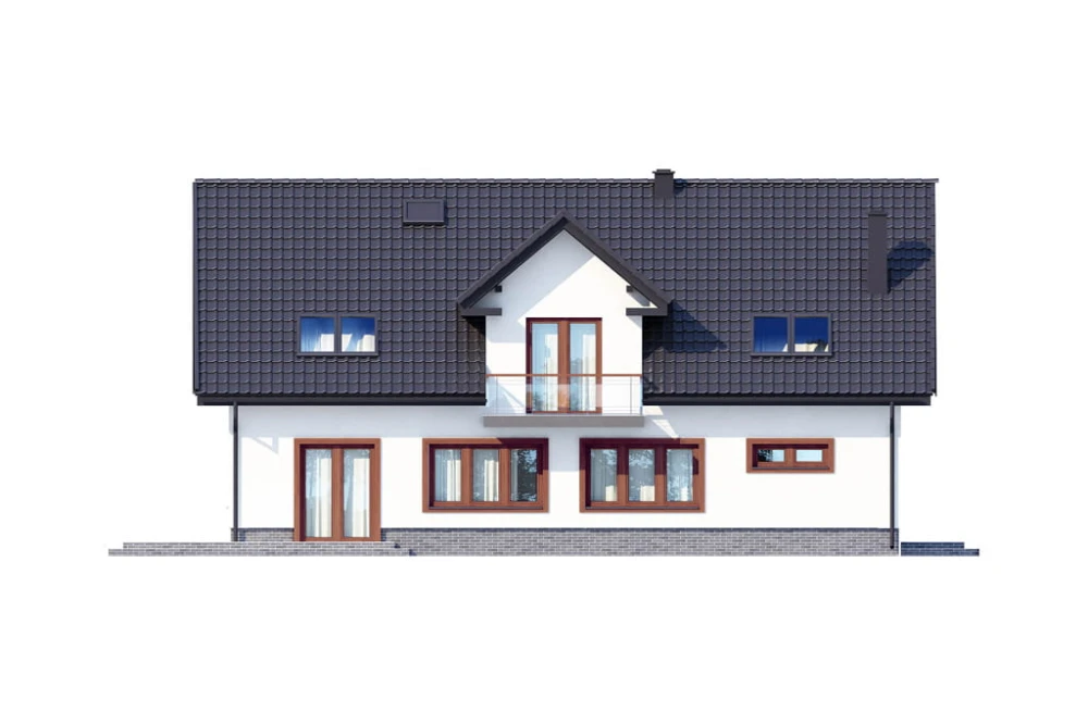 Projekt domu Makowo DM-6531, parterowy z poddaszem, bez garażu, niepodpiwniczony - wizualizacja elewacji ogrodowej