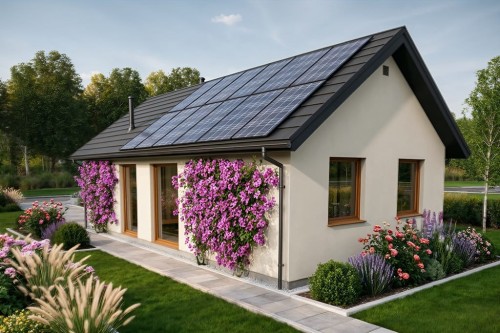 Projekt domu Laudis DM-6876, parterowy, bez garażu, bez podpiwniczenia - wizualizacja elewacji prawej