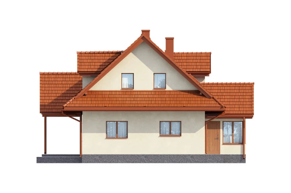 Projekt domu Storczynek 2 L-6533, parterowy z poddaszem, bez garażu, niepodpiwniczony - wizualizacja elewacji lewej