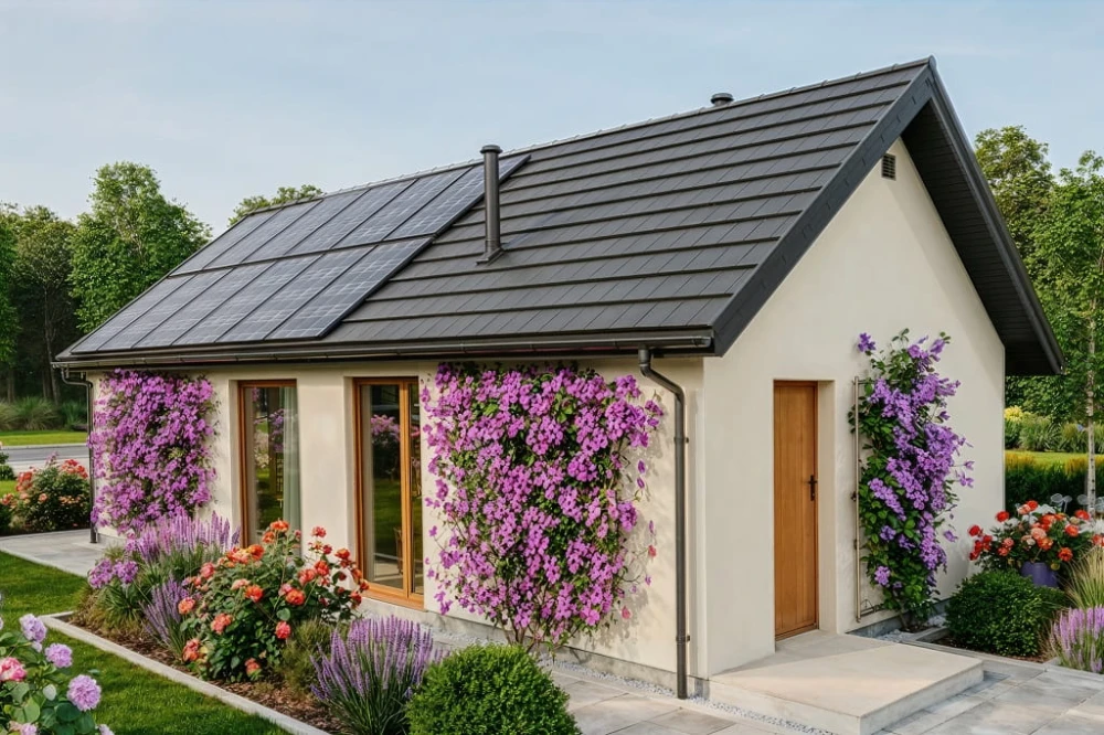 Projekt domu Laudis 2 L-6876, parterowy, bez garażu, bez podpiwniczenia - wizualizacja elewacji frontowej