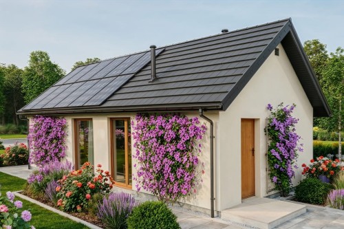 Projekt domu Laudis 2 tech. L-6876 tech., parterowy, bez garażu, bez podpiwniczenia - wizualizacja elewacji frontowej