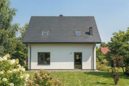 Projekt domu Rafe 2 L-6905, parterowy z użytkowym poddaszem, niepodpiwniczony, bez garażu - wizualizacja elewacji ogrodowej