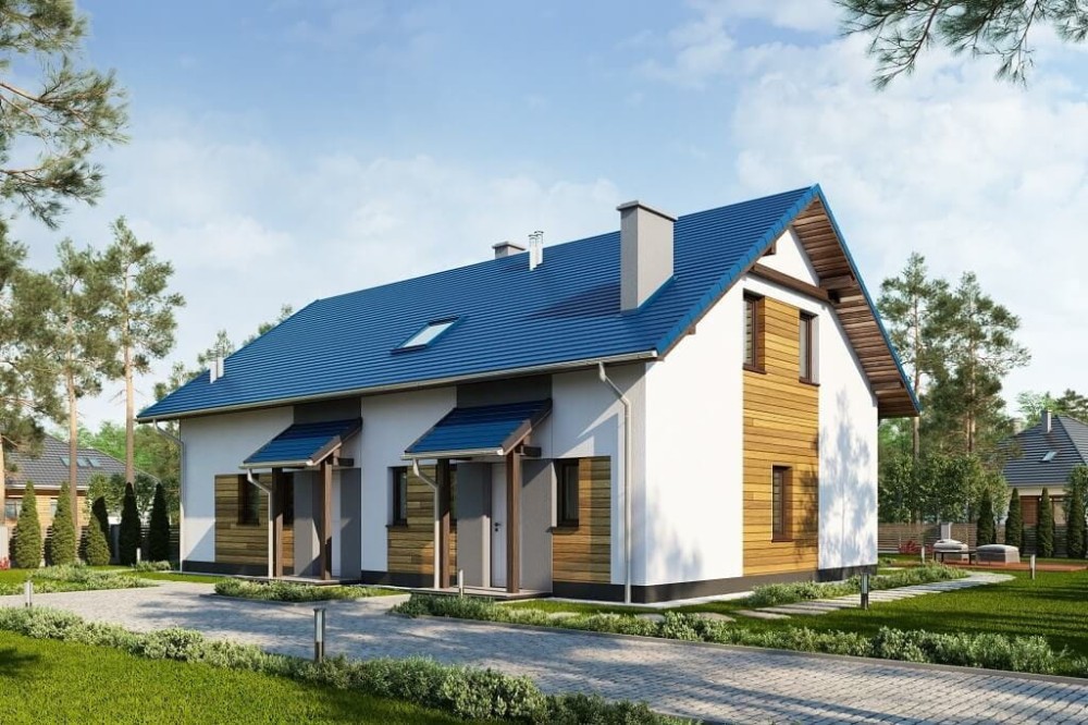 Projekt domu Ożanka tech. DM-6671 tech., parterowy ze strychem, niepodpiwniczony - kolorystyka wersja 4