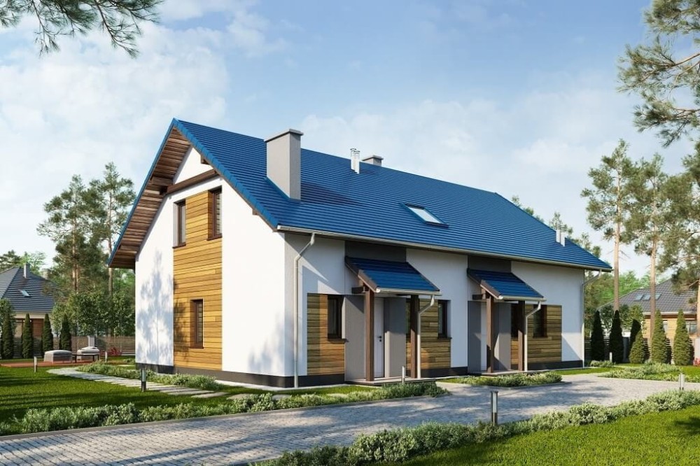 Projekt domu Ożanka 2 tech. L-6671 tech., parterowy ze strychem, niepodpiwniczony - kolorystyka wersja 4