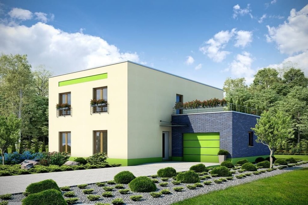 Projekt domu Przytulinka tech. DM-6644 tech., jednopiętrowy, bez podpiwniczenia, z garażem jednostanowiskowym - kolorystyka wersja 4