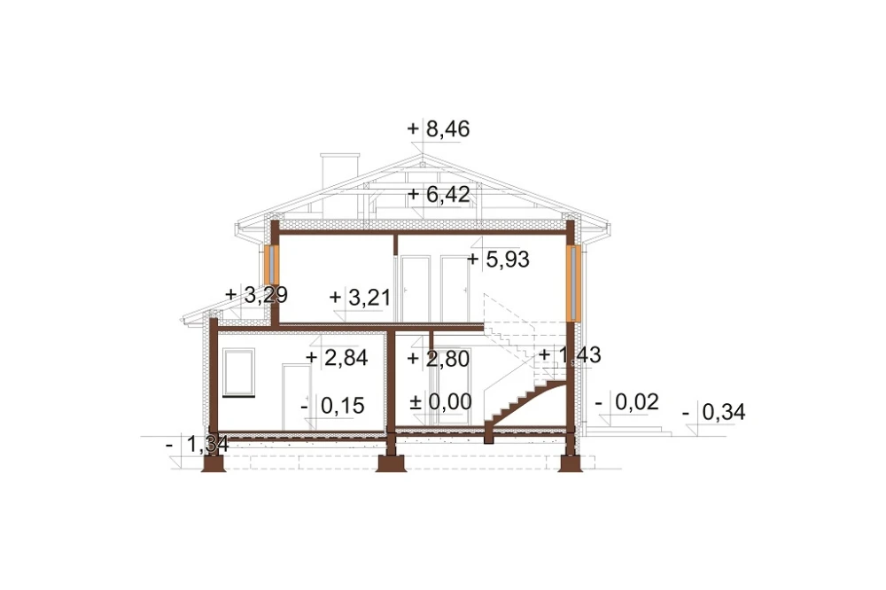 Projekt domu Igetio 2 L-6679, piętrowy z garażem, jednorodzinny - przekrój A-A
